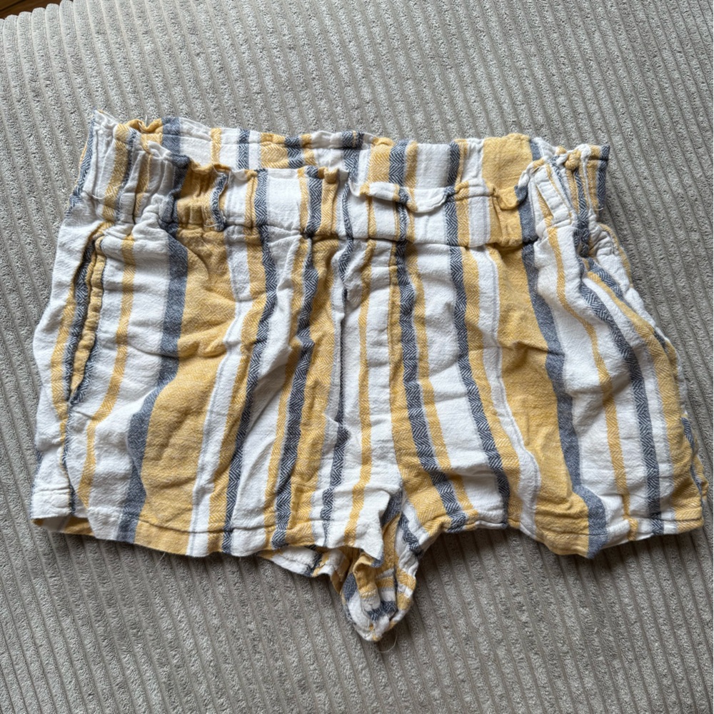 Striped Yellow and Gray Crop Top